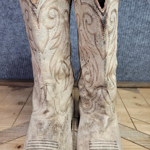 Shyanne Distressed Boots Women's 9.5 Brown Leather Western Cowgirl Snip Toe - Picture 4 of 16